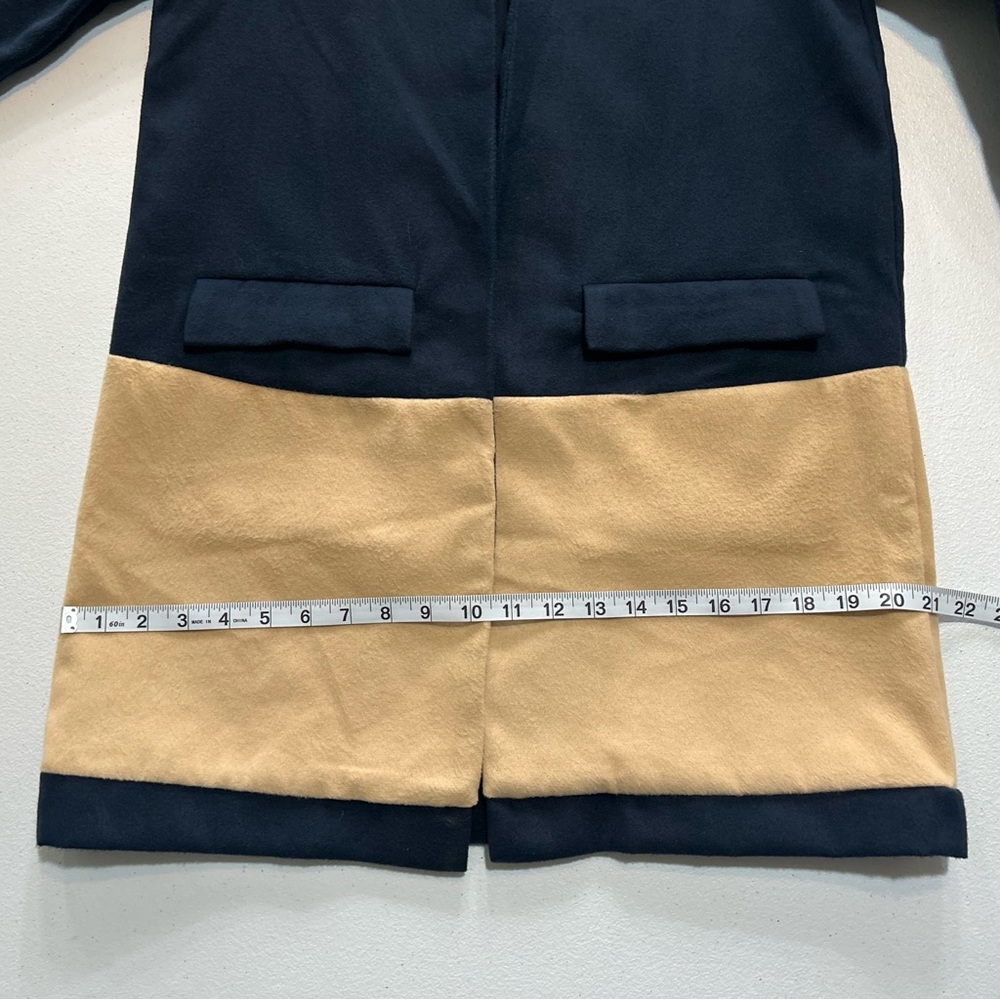 Colorblock Open Front Overcoat - Picture 6 of 7